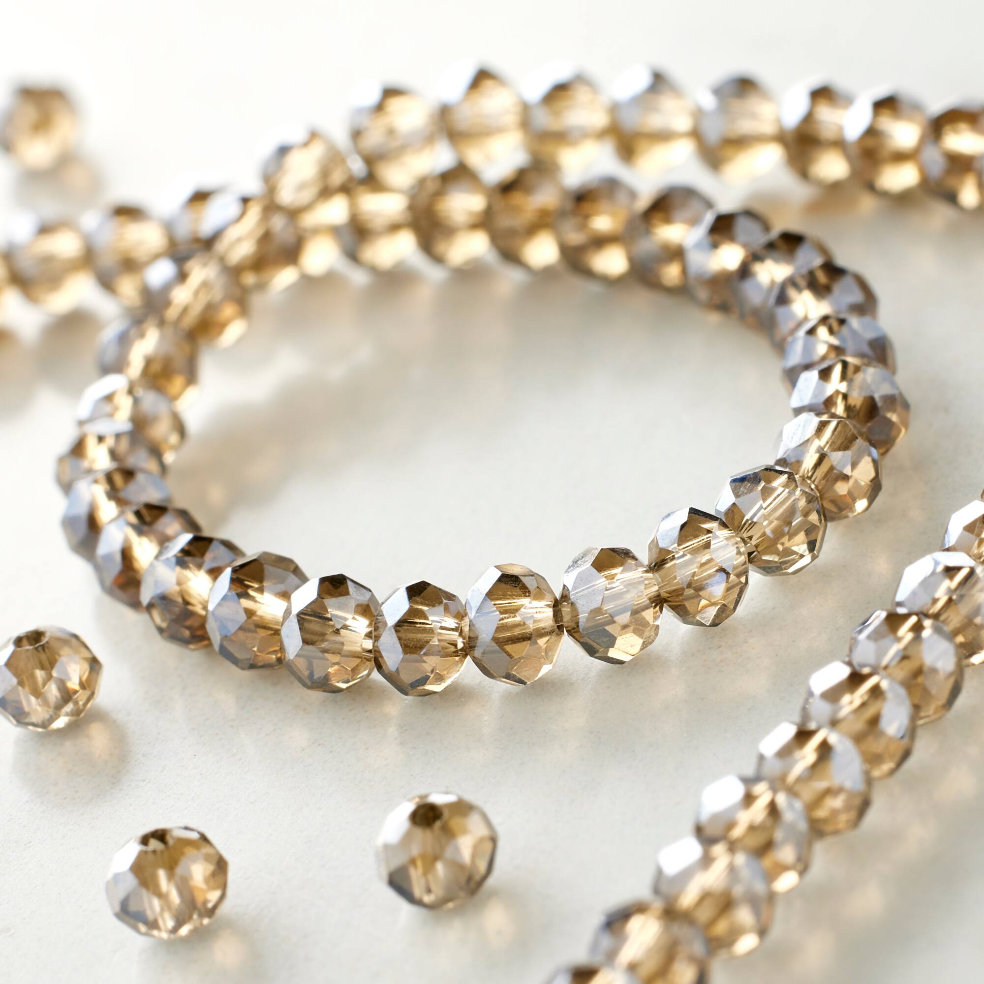 Silver Glass Small Faceted Rondelle Beads, 3mm by Bead Landing™